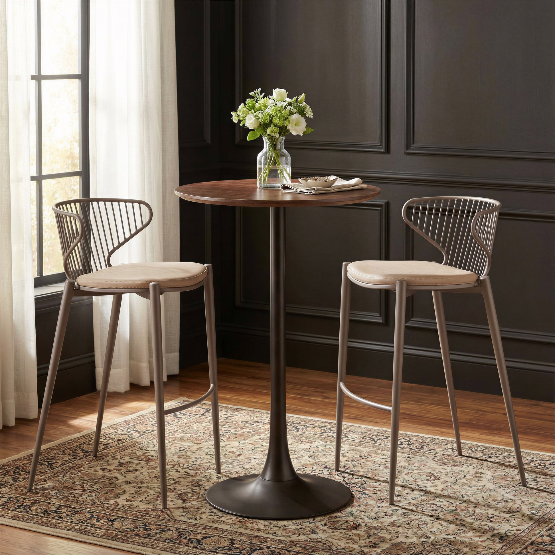 Silues Barstool (Set of 2) Taupe & Brown - 9