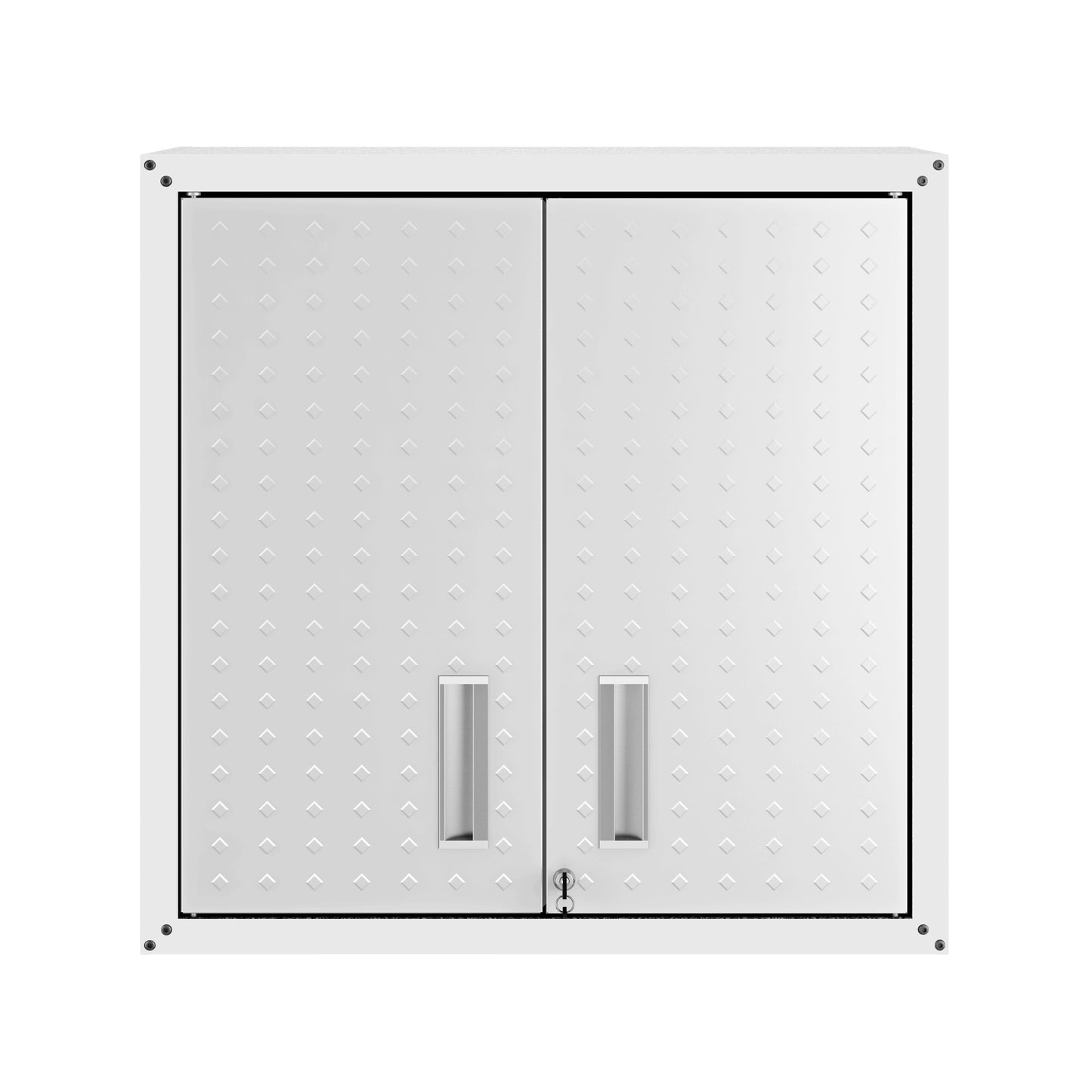 Manhattan Comfort Fortress 30" Floating Textured Metal Garage Cabinet with Adjustable Shelves in White 5GMC-WH