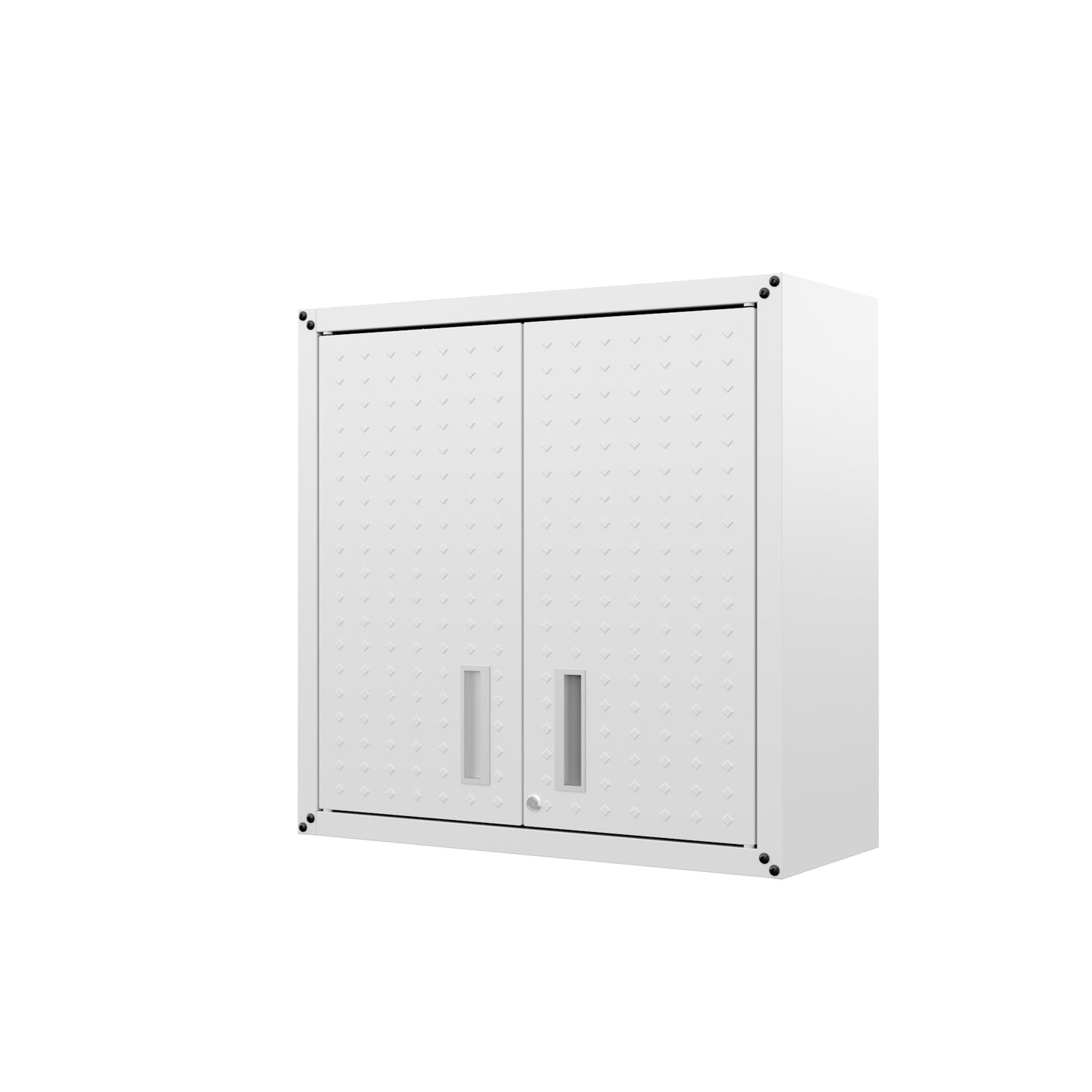Manhattan Comfort Fortress 30" Floating Textured Metal Garage Cabinet with Adjustable Shelves in White 5GMC-WH