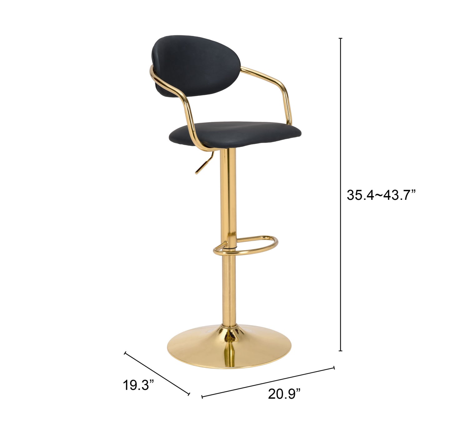 Gusto Barstool Black & Gold