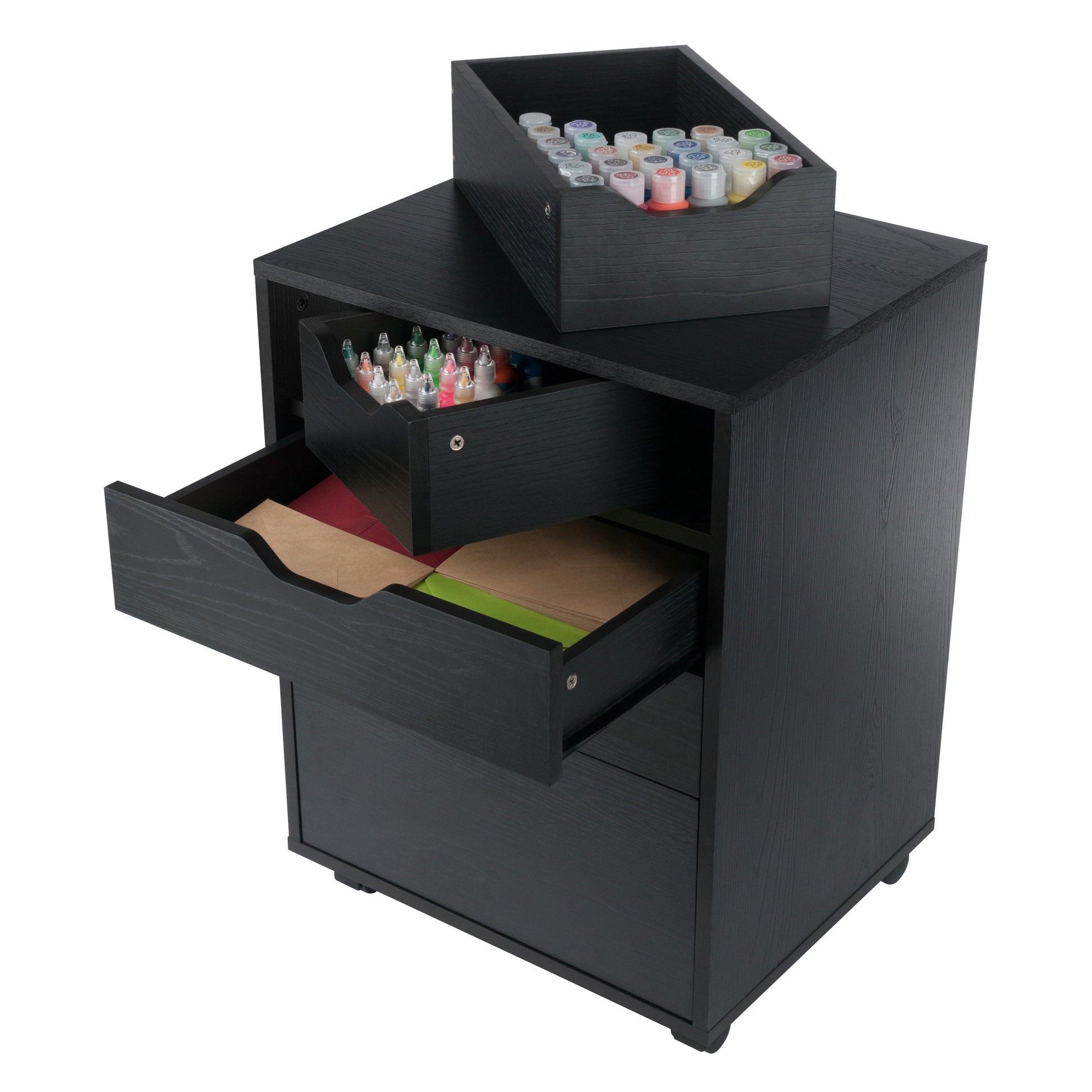 Halifax Bins & Drawers Storage Mobile Cabinet, Black