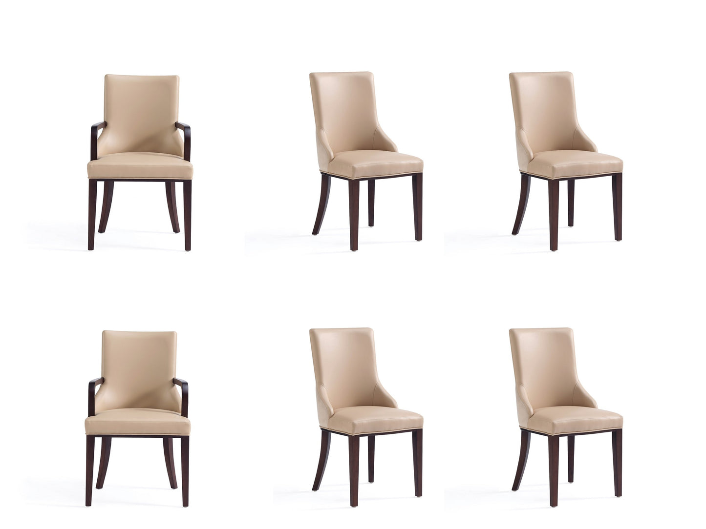 Manhattan Comfort Shubert 6-Piece Modern Faux Leather and Velvet Dining Chair Set in Tan 6-DC055AR-TN
