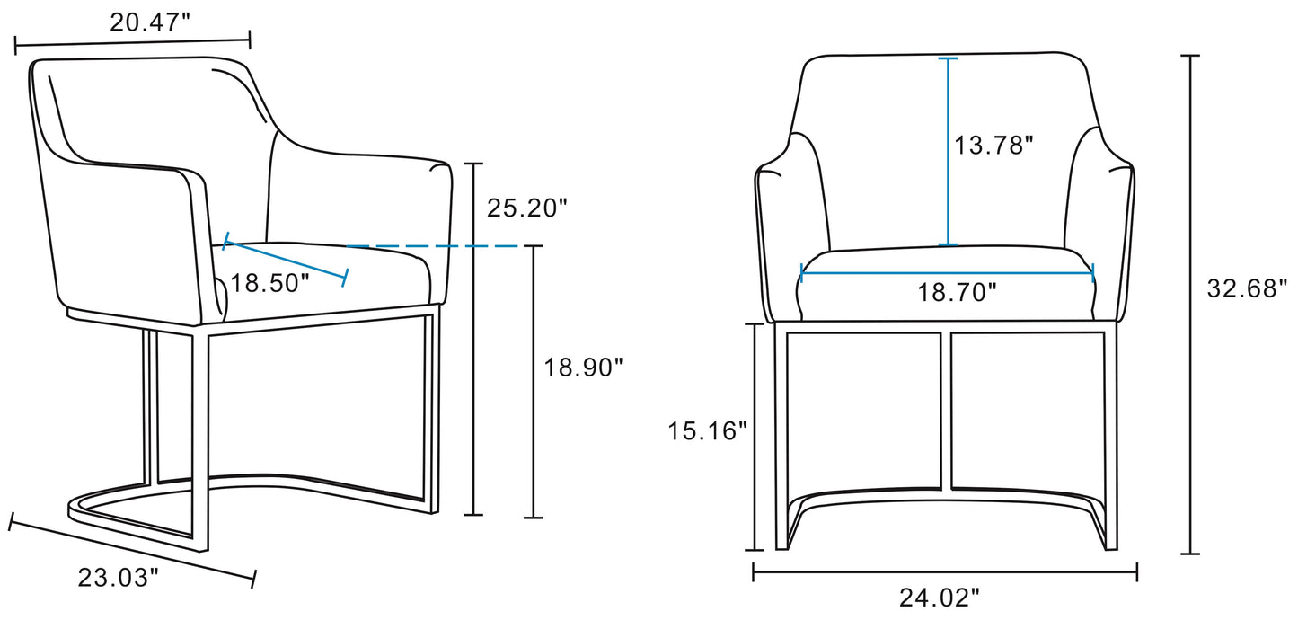 Manhattan Comfort Modern Serena 6 Piece Dining Set Upholstered in Leatherette with Steel Legs in Cream 6-DC056-CR