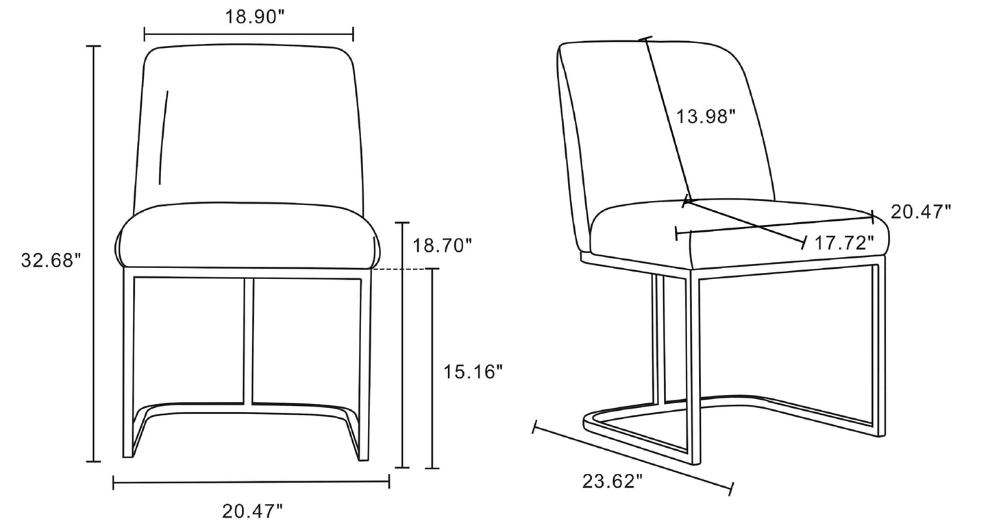 Manhattan Comfort Modern Serena 6 Piece Dining Set Upholstered in Leatherette with Steel Legs in Cream 6-DC056-CR