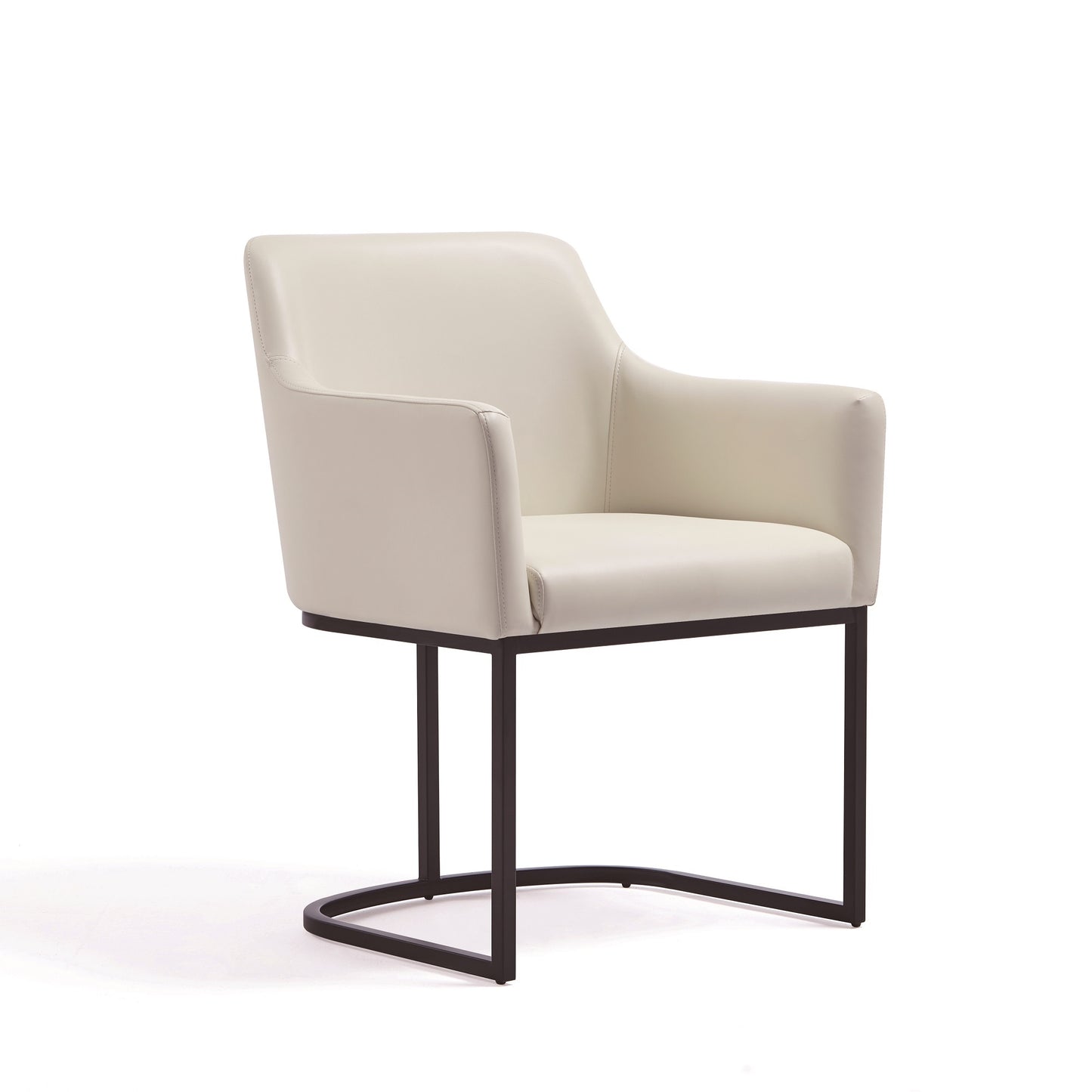 Manhattan Comfort Modern Serena 6 Piece Dining Set Upholstered in Leatherette with Steel Legs in Cream 6-DC056-CR