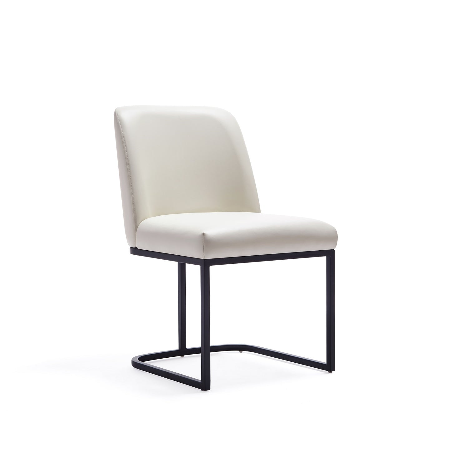 Manhattan Comfort Modern Serena 6 Piece Dining Set Upholstered in Leatherette with Steel Legs in Cream 6-DC056-CR