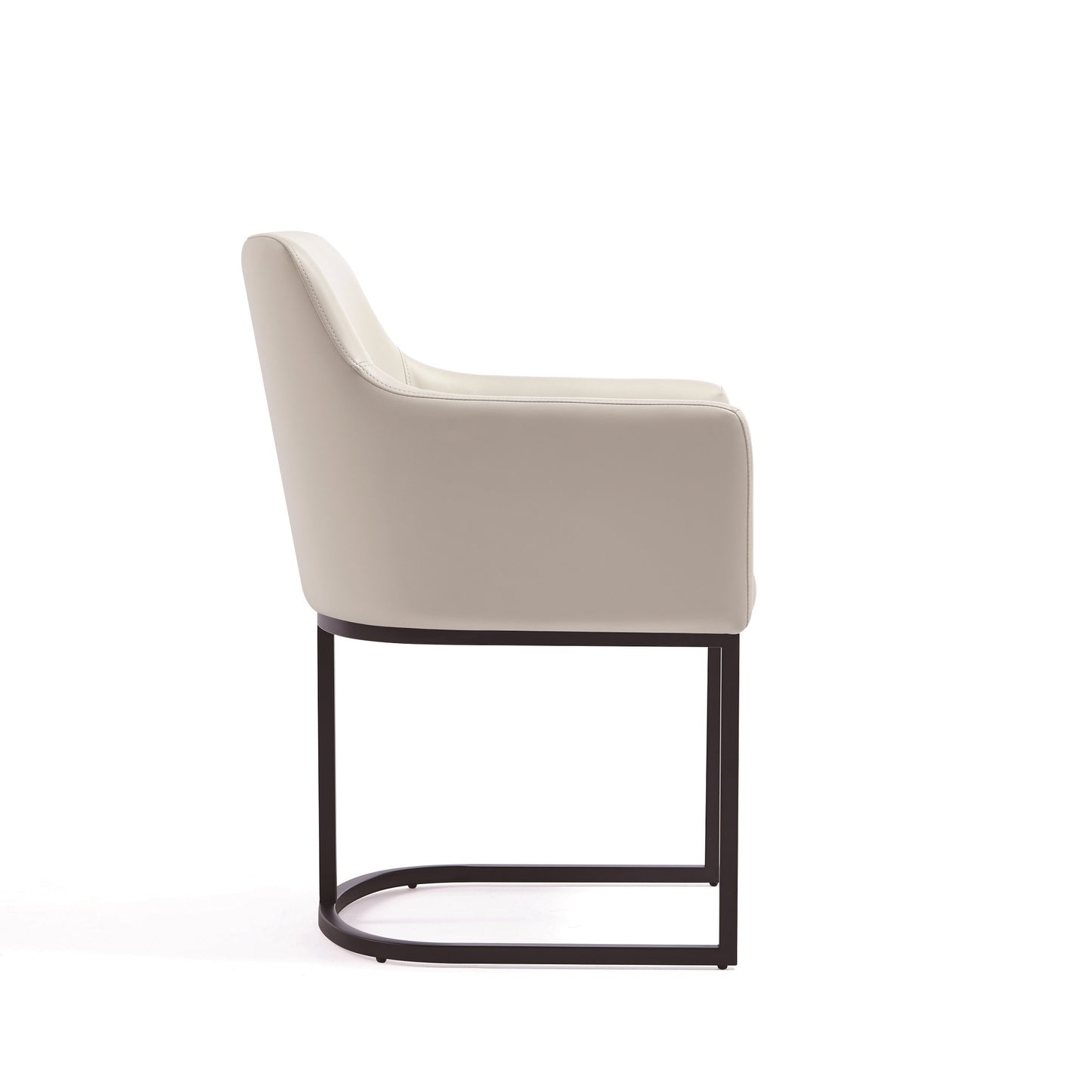 Manhattan Comfort Modern Serena 6 Piece Dining Set Upholstered in Leatherette with Steel Legs in Cream 6-DC056-CR