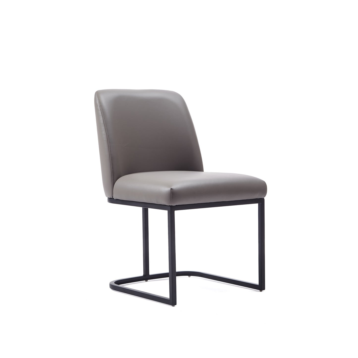 Manhattan Comfort Modern Serena 6 Piece Dining Set Upholstered in Leatherette with Steel Legs in Grey 6-DC056-GY