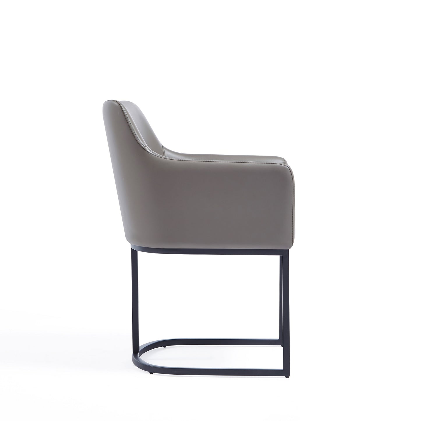 Manhattan Comfort Modern Serena 6 Piece Dining Set Upholstered in Leatherette with Steel Legs in Grey 6-DC056-GY