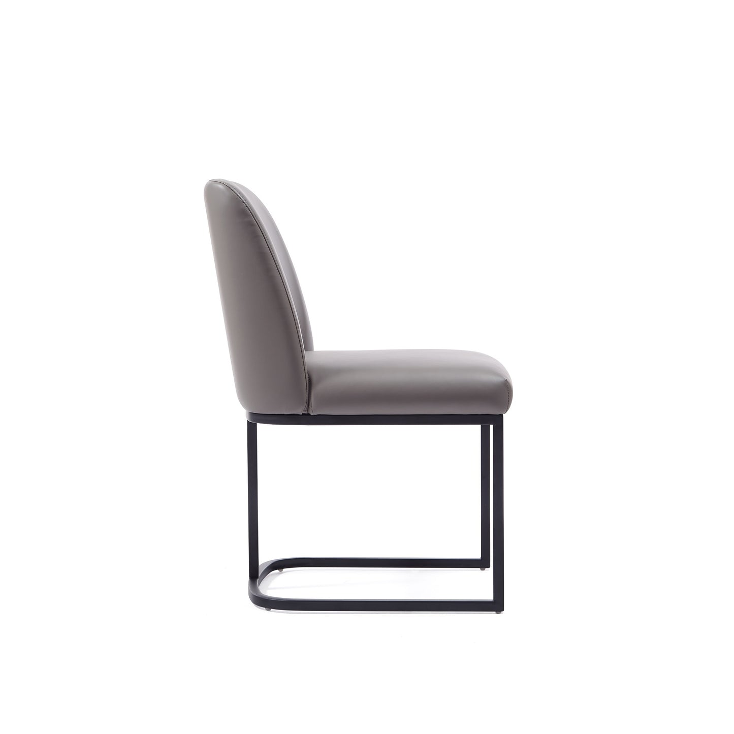 Manhattan Comfort Modern Serena 6 Piece Dining Set Upholstered in Leatherette with Steel Legs in Grey 6-DC056-GY