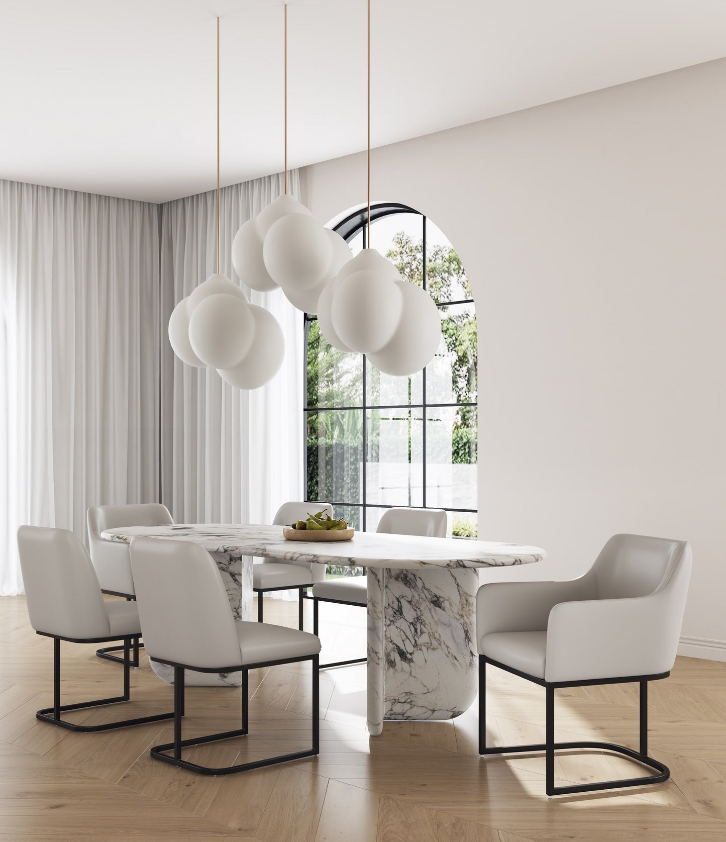 Serena Modern 6-Piece Dining Set in Light Gray 6-DC056-LG