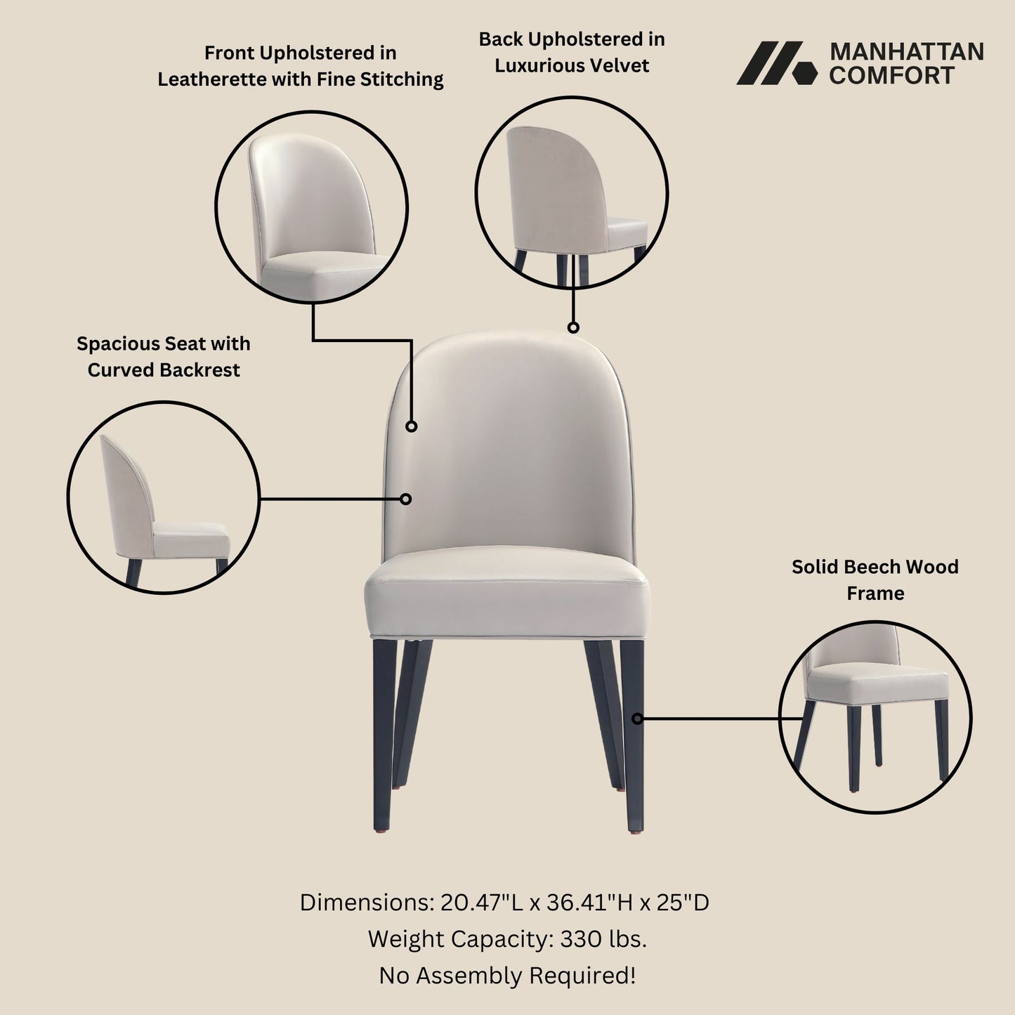 Hillman Modern 6-Piece Dining Chair Set in Light Gray 6-DC087AR2-LG