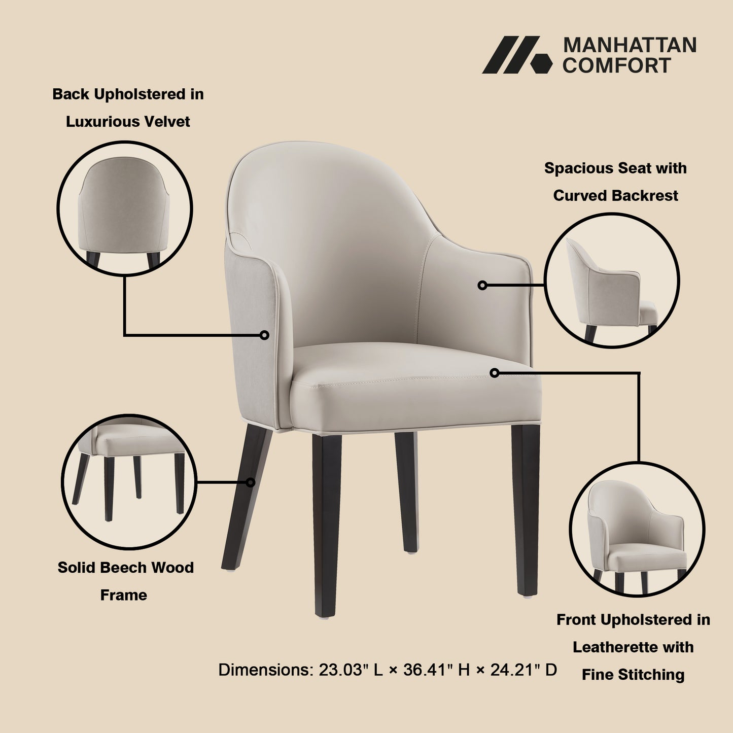 Hillman Modern 6-Piece Dining Chair Set in Light Gray 6-DC087AR2-LG