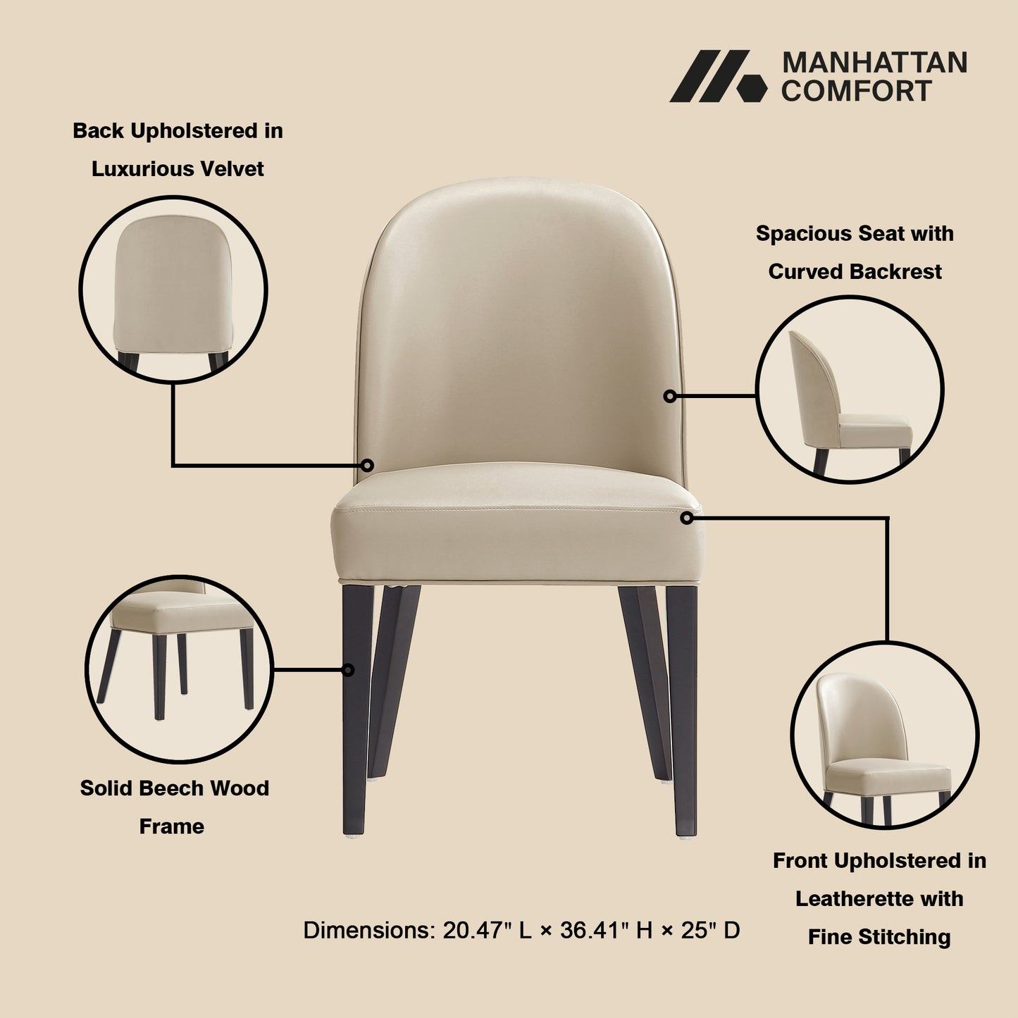Hillman Modern 6-Piece Dining Chair Set in Sand 6-DC087AR2-SD