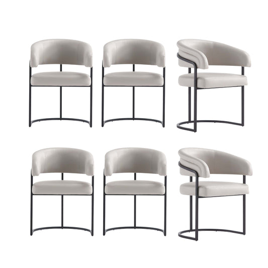 Augusta Modern Metal Vegan Leather Dining Chair in Light Gray - Set of 6 6-DC094-LG