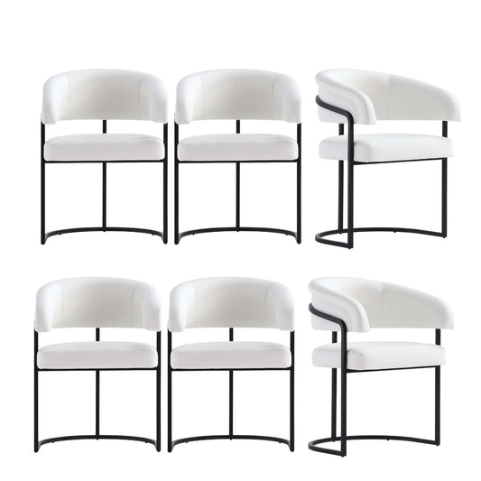 Augusta Modern Metal Vegan Leather Dining Chair in White - Set of 6 6-DC094-WH