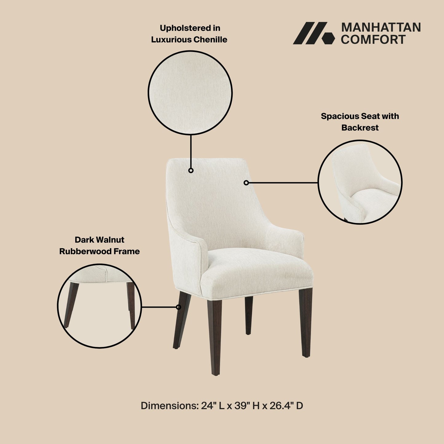 Beever Modern 6-Piece Dining Chair Set in Cream 6-DC103-CR