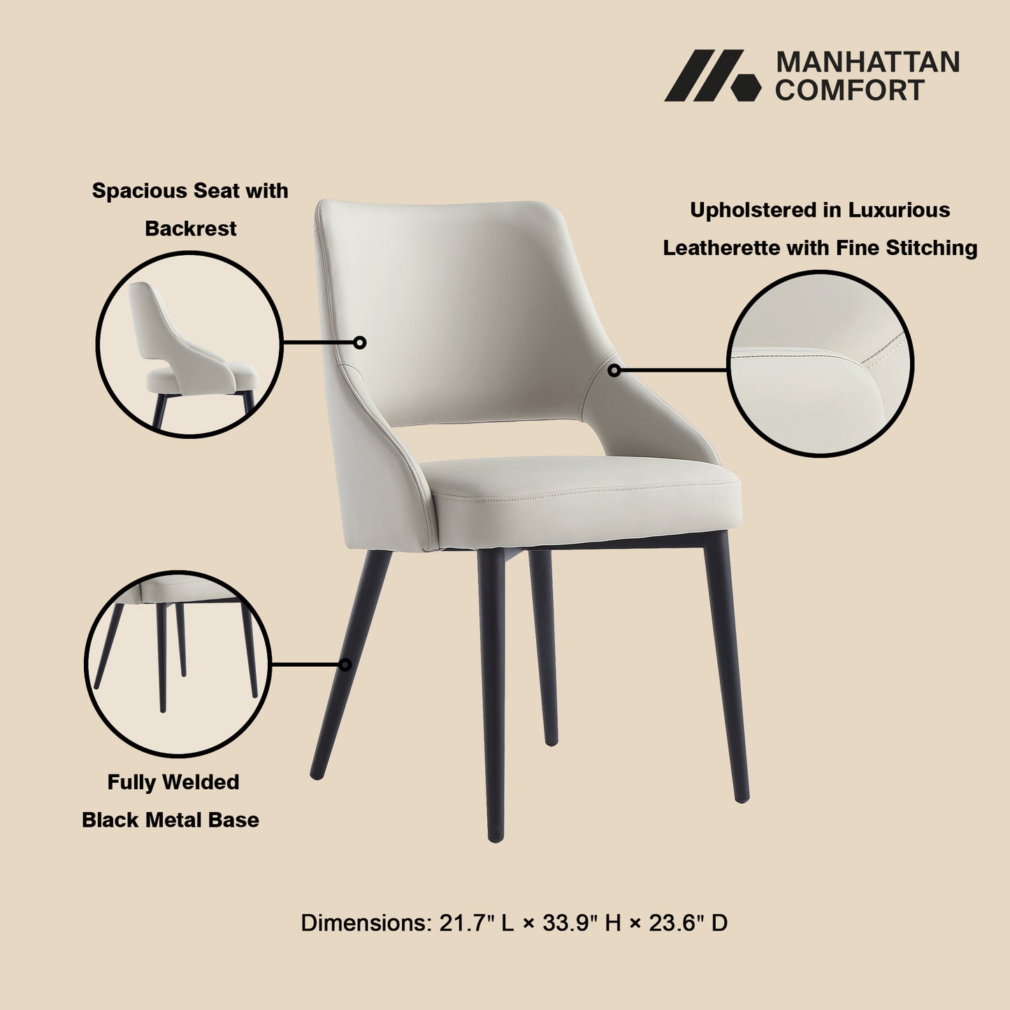 Tremont Modern 6-Piece Dining Chair Set in Stone Gray 6-DC104-ST