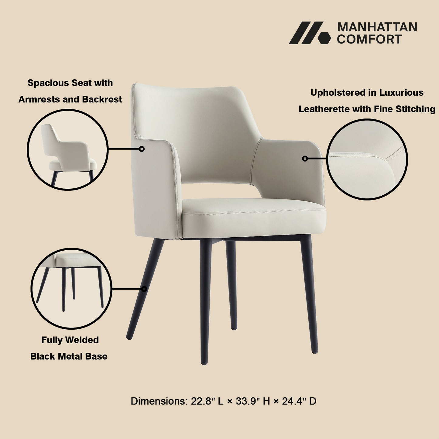 Tremont Modern 6-Piece Dining Chair Set in Stone Gray 6-DC104-ST