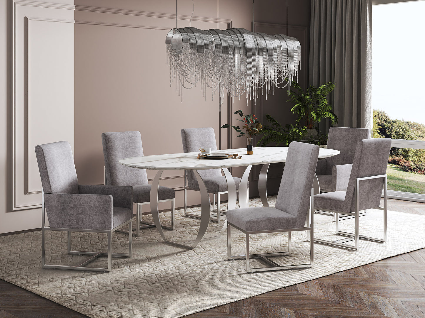 Element Modern 8-Piece Dining Chair Set in Steel 6-DC2930-ST