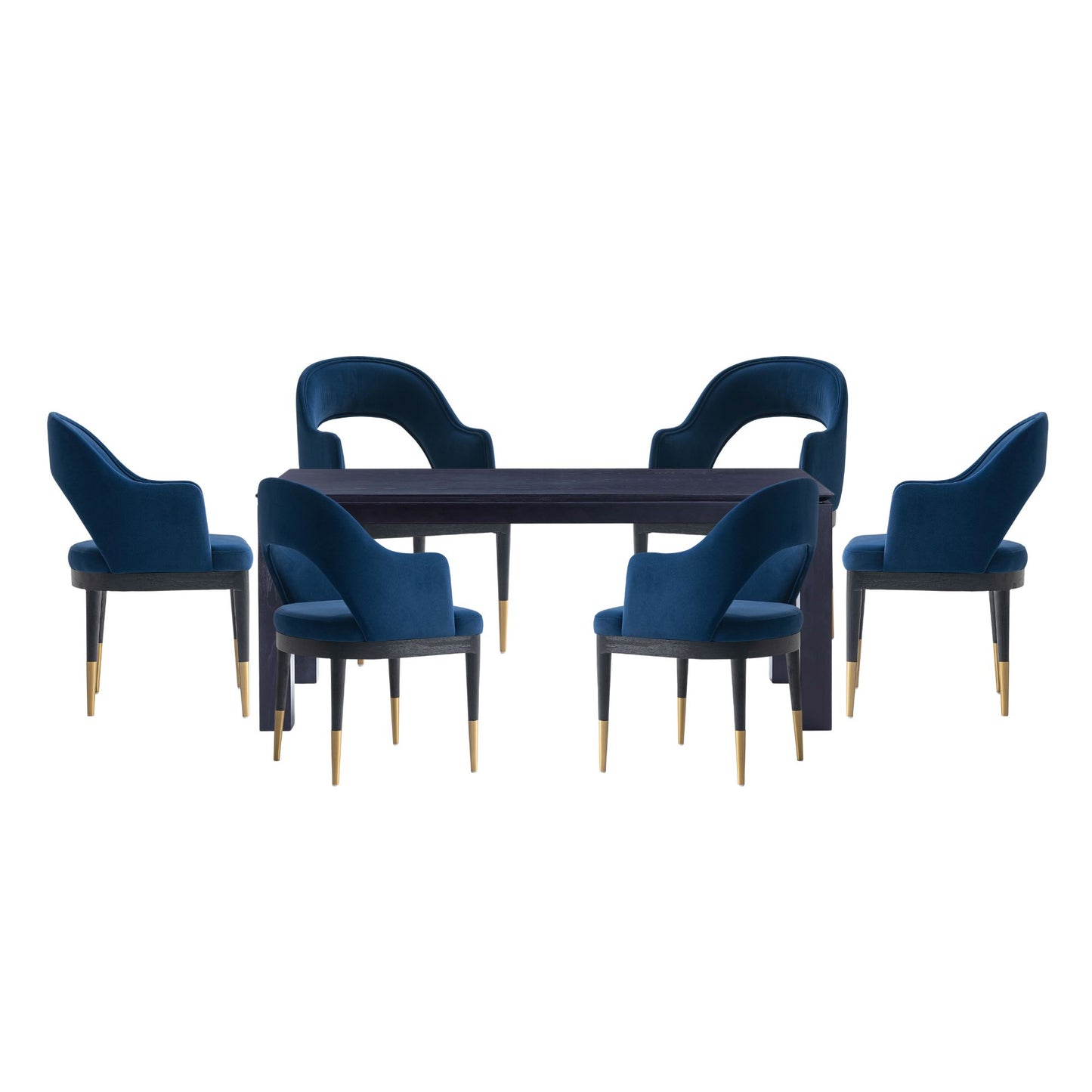 Carrington and Rockaway Modern Industry Chic 7-Piece Dining Set in Midnight Blue and Black 6-DT02DC089AR-BKBL