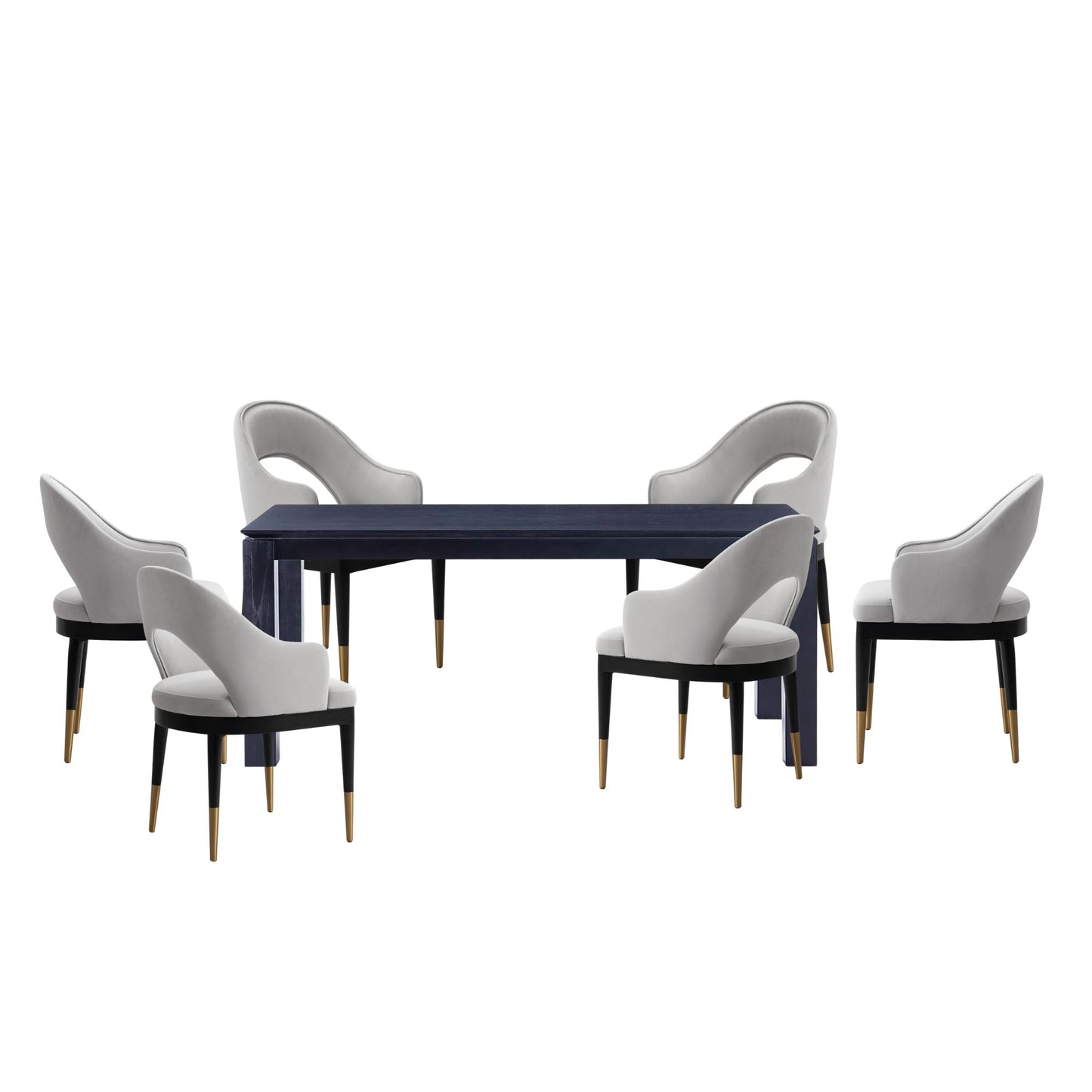 Carrington and Rockaway Modern Industry Chic 7-Piece Dining Set in Light Gray and Black 6-DT02DC089AR-BKLG