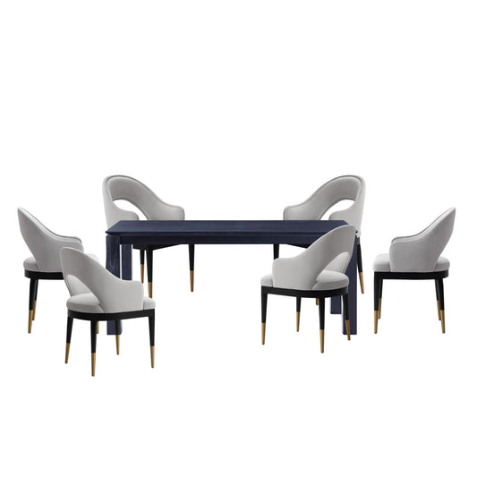 Carrington and Rockaway Modern Industry Chic 7-Piece Dining Set in Light Gray and Black 6-DT02DC089AR-BKLG