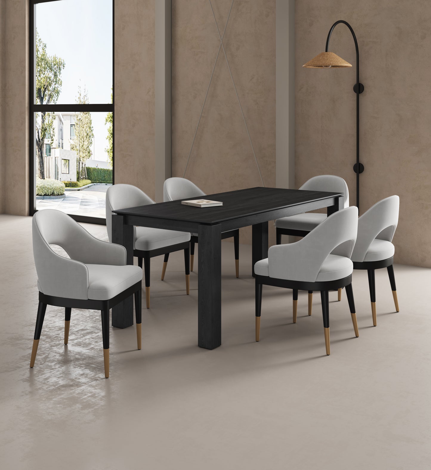 Carrington and Rockaway Modern Industry Chic 7-Piece Dining Set in Light Gray and Black 6-DT02DC089AR-BKLG