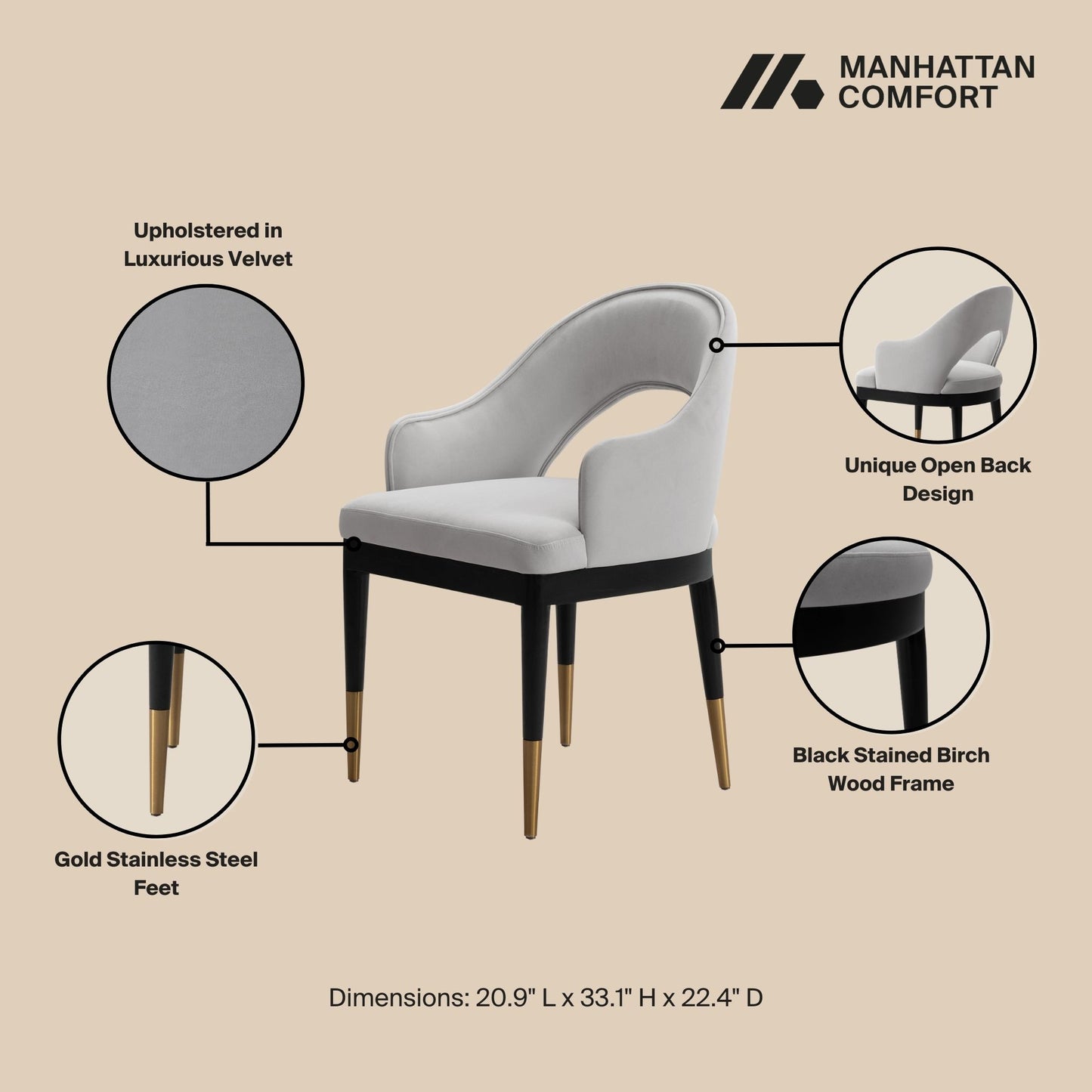 Carrington and Rockaway Modern Industry Chic 7-Piece Dining Set in Light Gray and Black 6-DT02DC089AR-BKLG