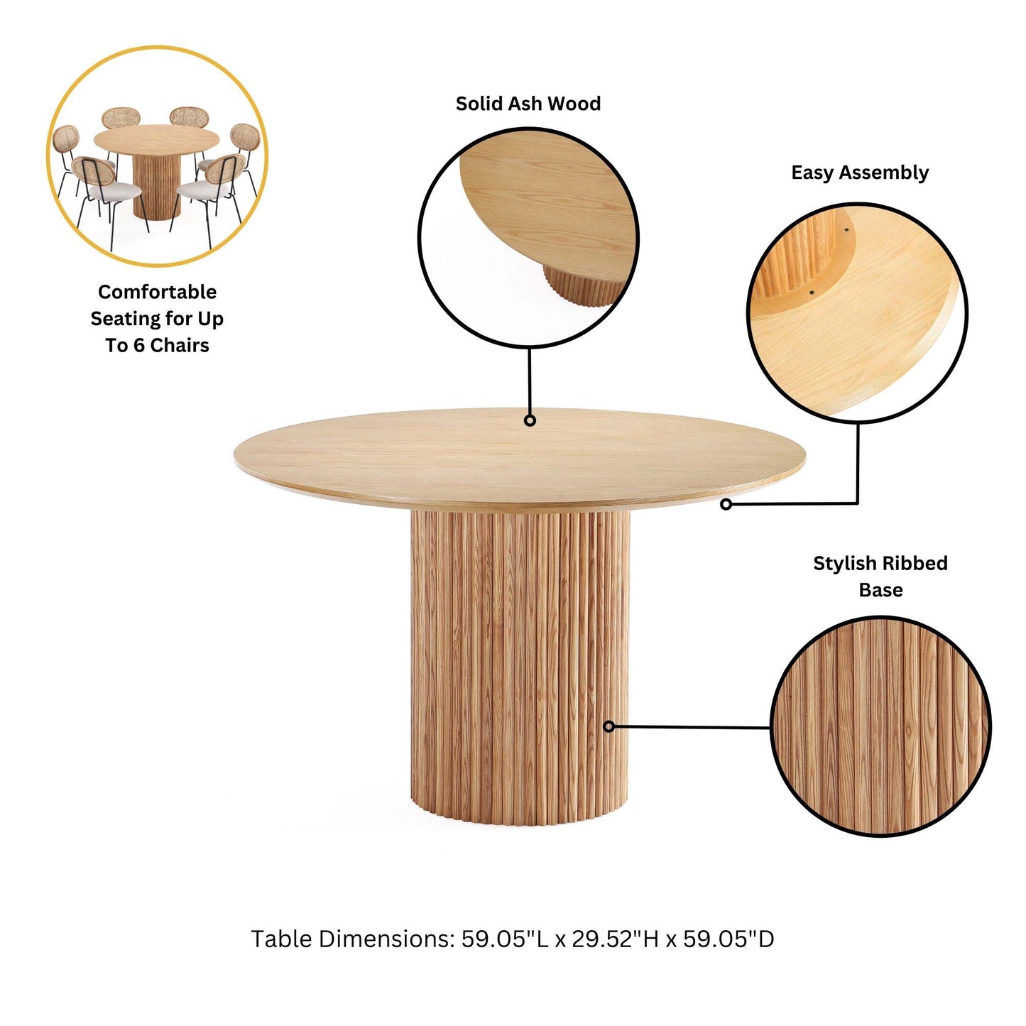 Hathaway and Palmer Modern Industry Chic 7-Piece Dining Set in Gold Dust and Natural 6-DT05DC088AR-NASL