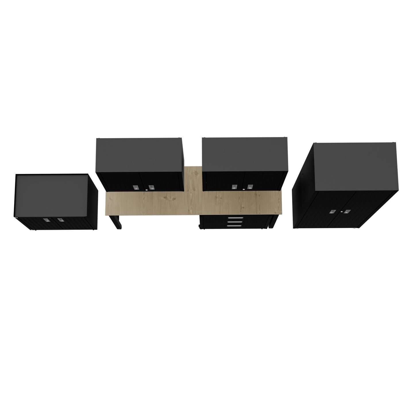 Manhattan Comfort 6-Piece Fortress Textured Garage Set with Cabinets, Wall Units and Table in Charcoal Grey 6-GGGG-CH