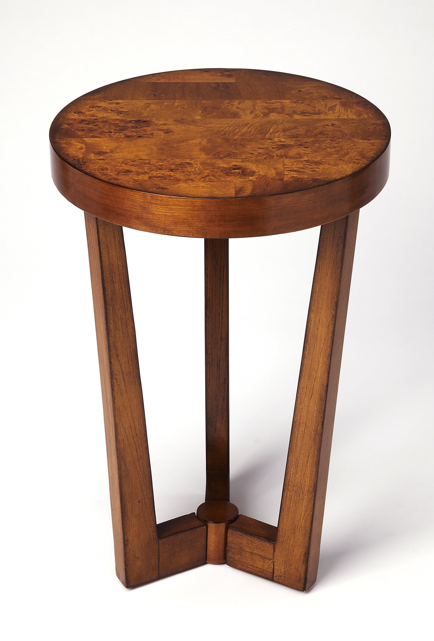 Butler Specialty Company Aphra 16 in. W Round Wood Side Table with Tripod Base, Medium Brown