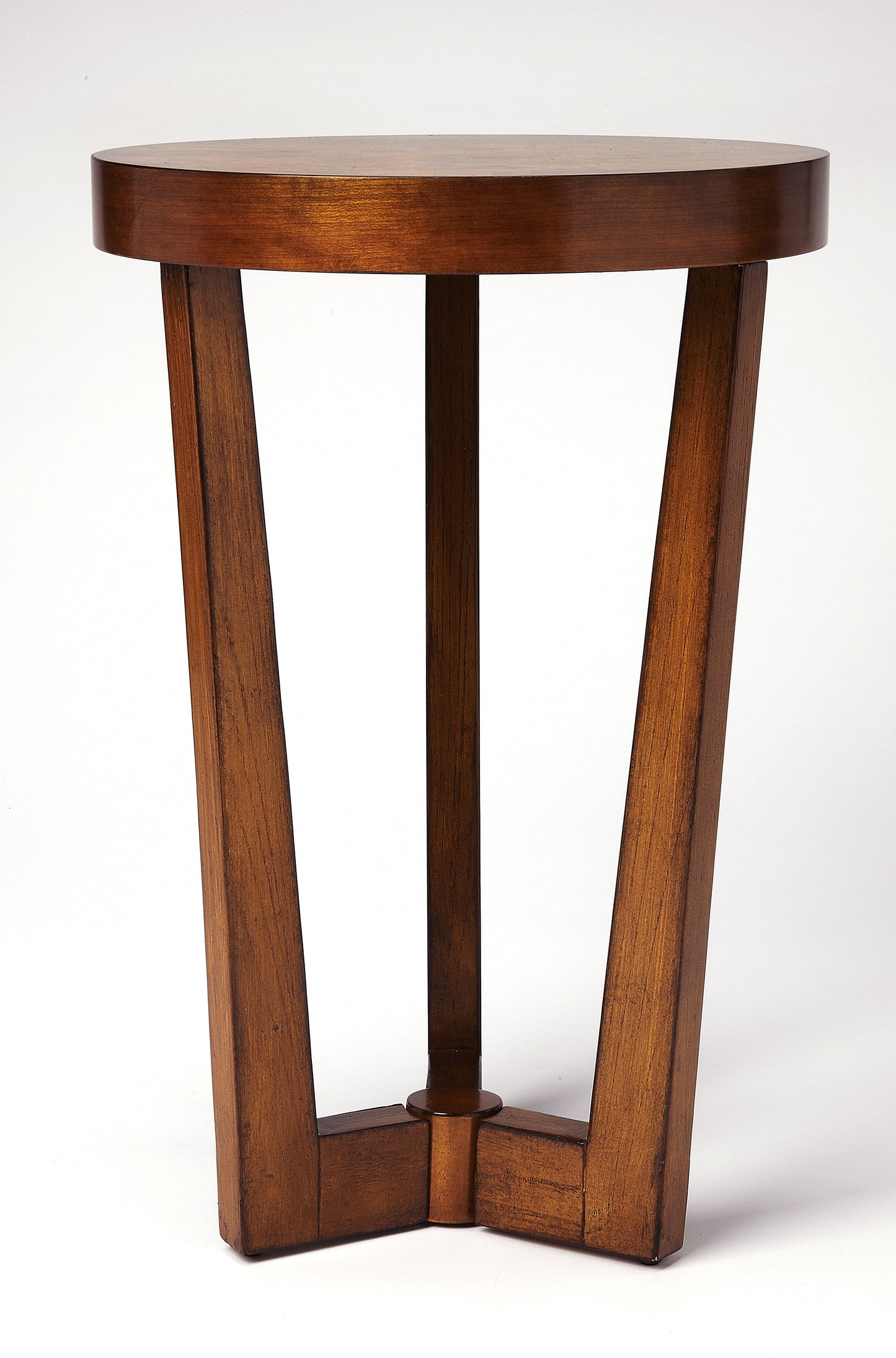 Butler Specialty Company Aphra 16 in. W Round Wood Side Table with Tripod Base, Medium Brown
