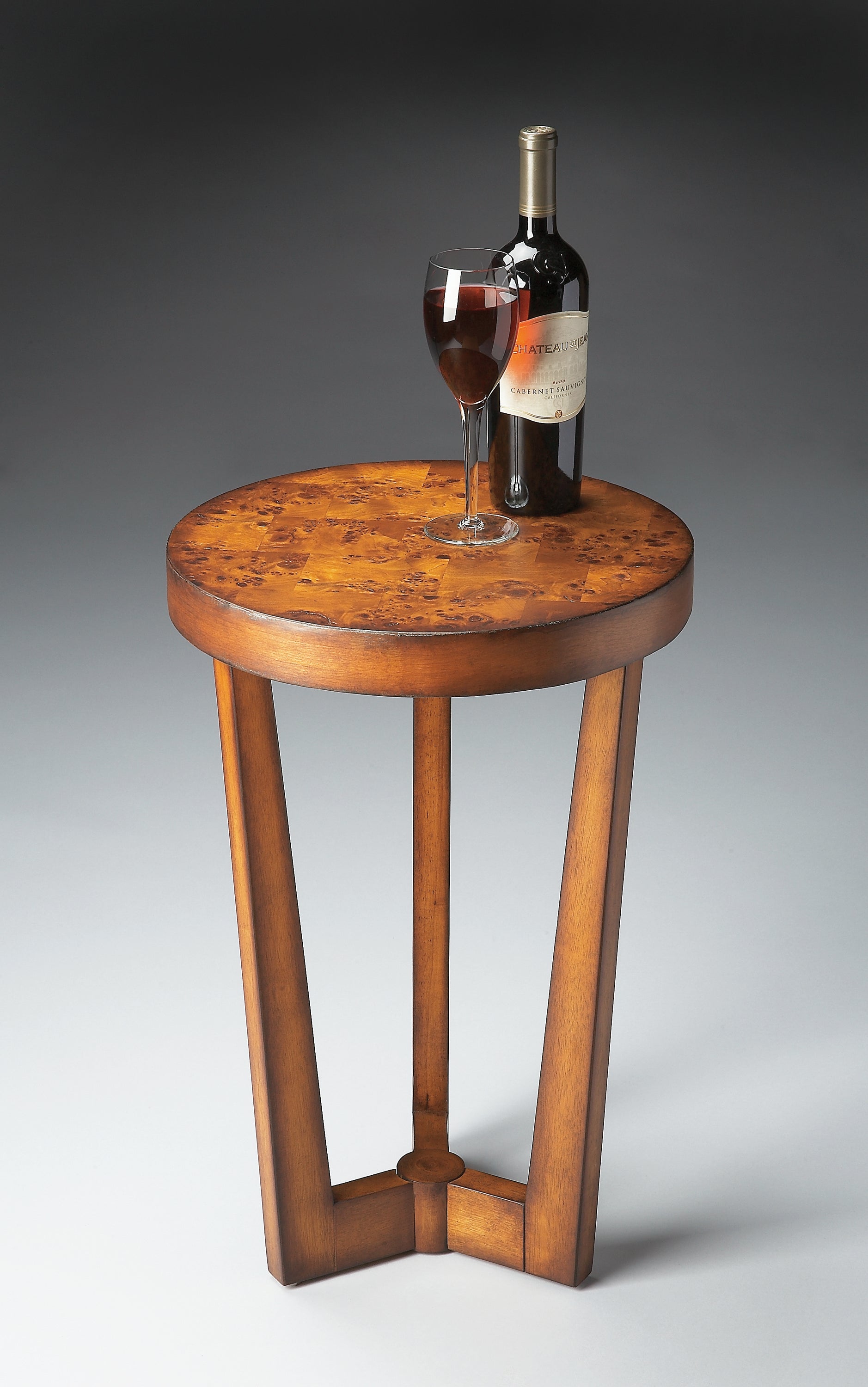 Butler Specialty Company Aphra 16 in. W Round Wood Side Table with Tripod Base, Medium Brown