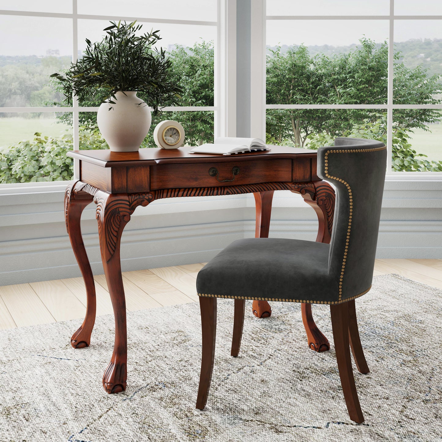 Butler Specialty Company Dupree 35 in. W Rectangular Wood 1 Drawer Traditional Writing Desk, Medium Brown