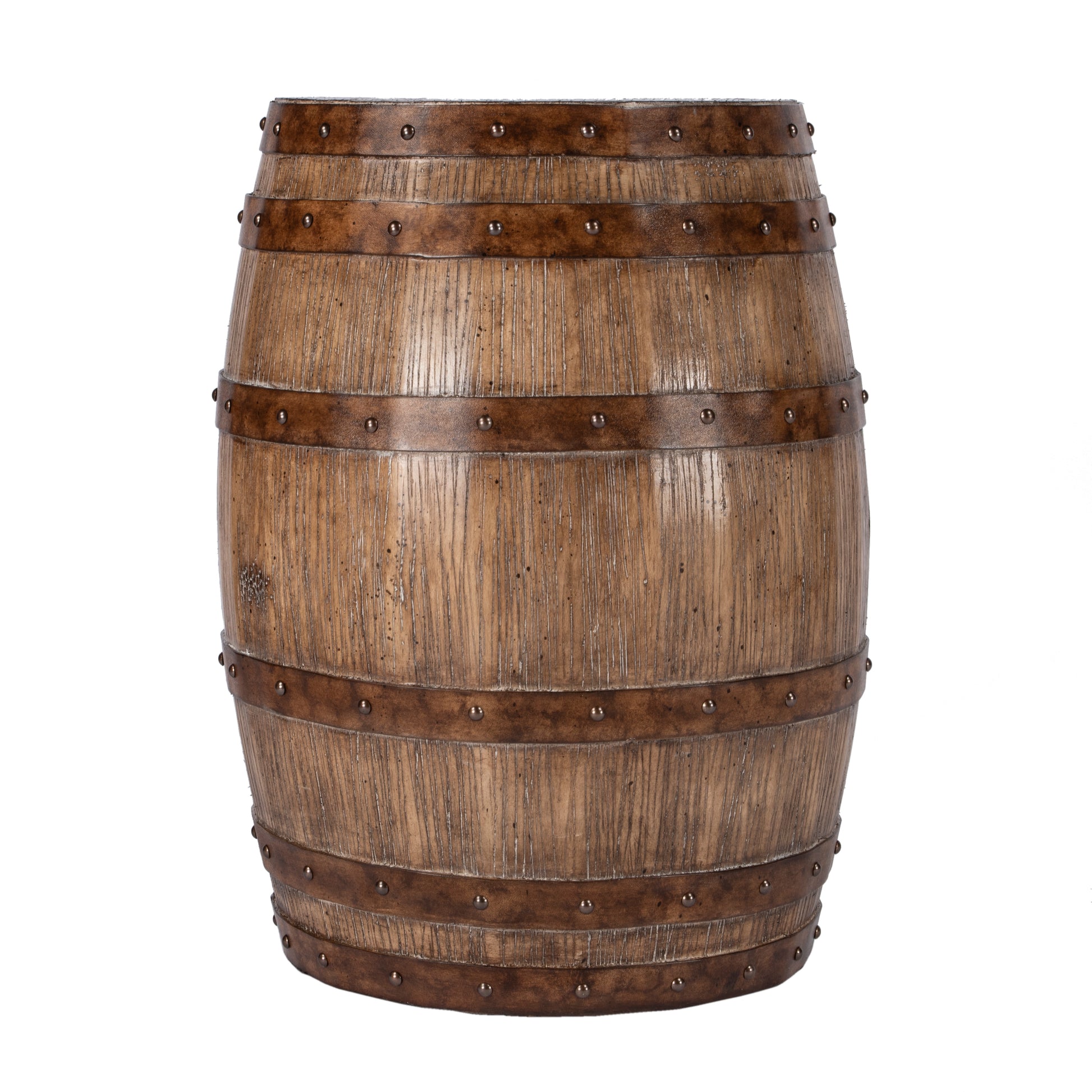 Butler Specialty Company Lovell 18 in. W Round Wood Rustic Barrel Side Table with Storage, Medium Brown