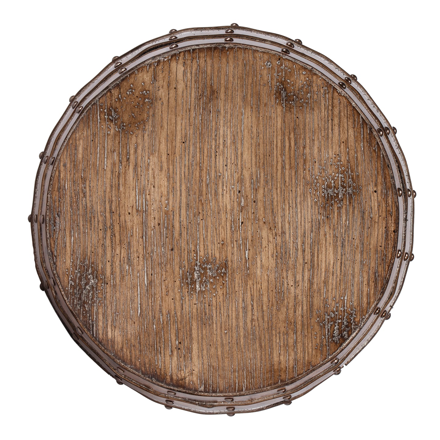 Butler Specialty Company Lovell 18 in. W Round Wood Rustic Barrel Side Table with Storage, Medium Brown
