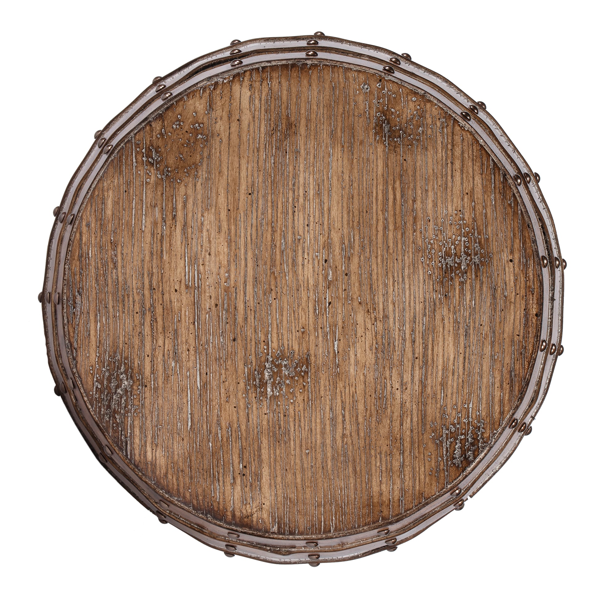 Butler Specialty Company Lovell 18 in. W Round Wood Rustic Barrel Side Table with Storage, Medium Brown
