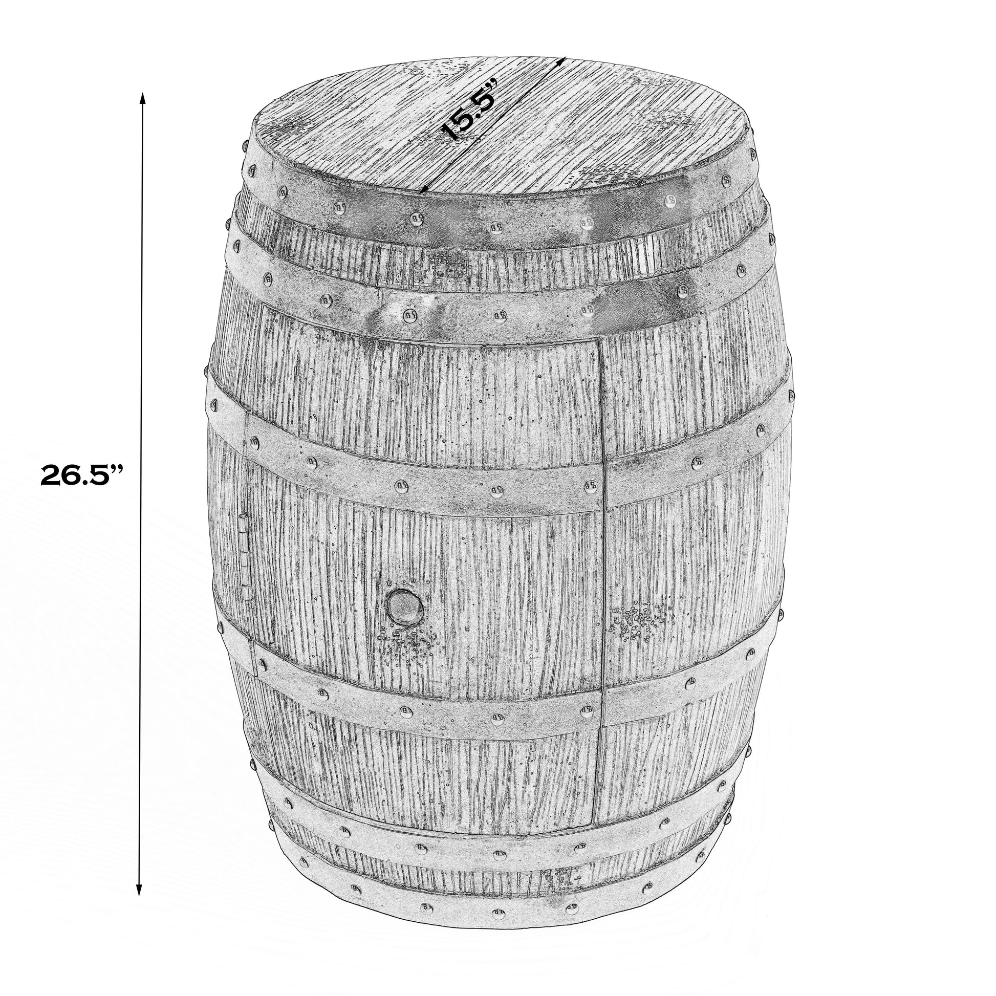 Butler Specialty Company Lovell 18 in. W Round Wood Rustic Barrel Side Table with Storage, Medium Brown