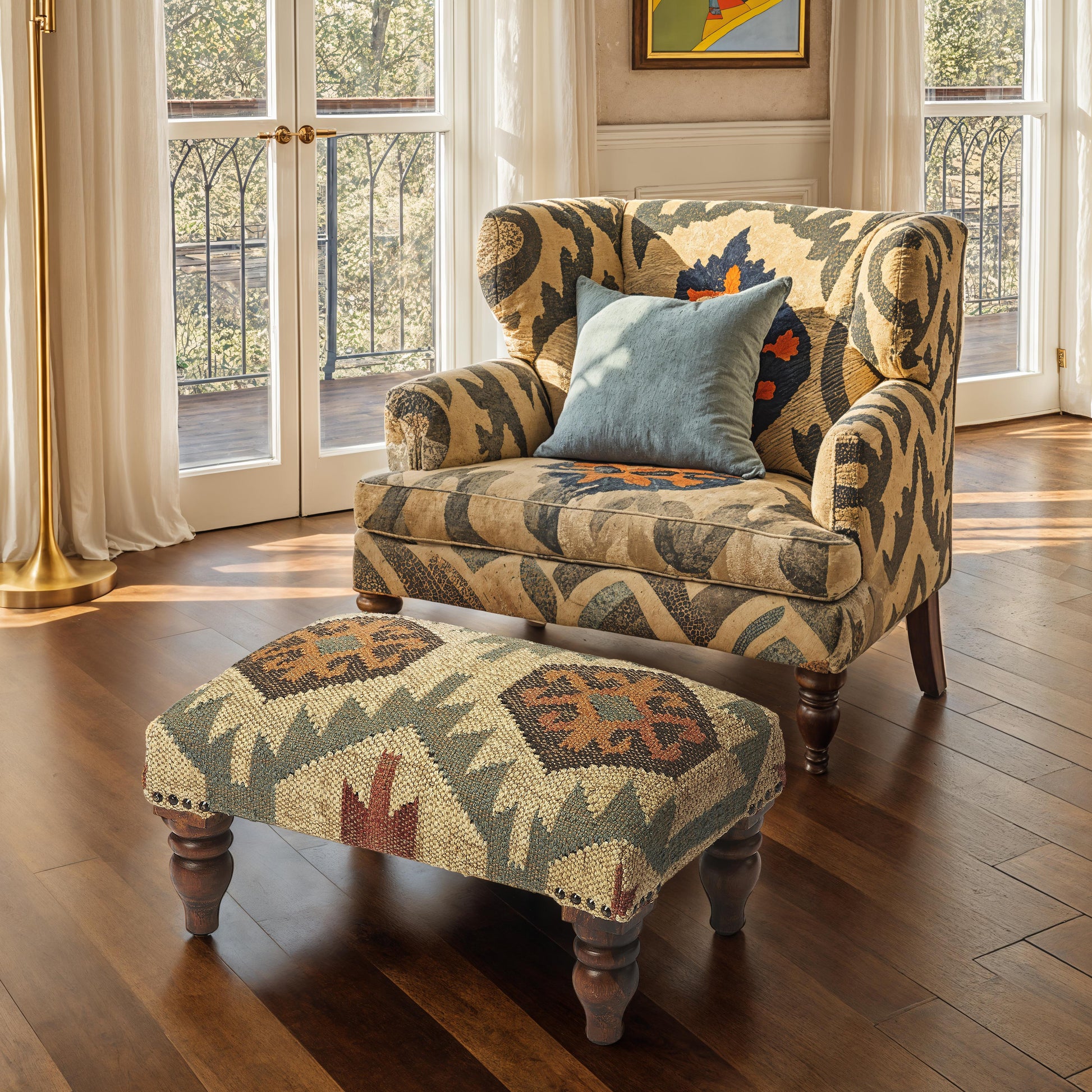 Butler Specialty Company Berino 20 in. W x 11" H Rectangular Upholstered Stool, Multi-Color