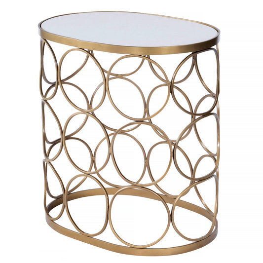 Butler Specialty Company Talulah 20 in. W Oval Marble and Metal Side Table, Gold