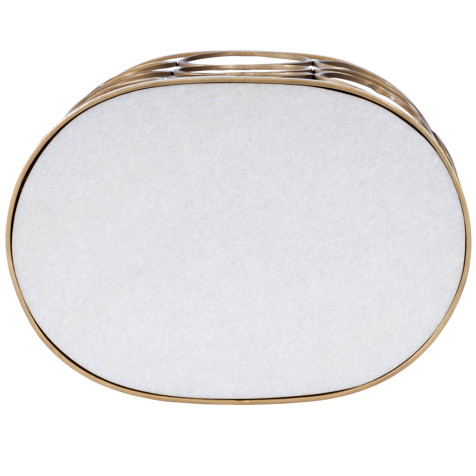 Butler Specialty Company Talulah 20 in. W Oval Marble and Metal Side Table, Gold