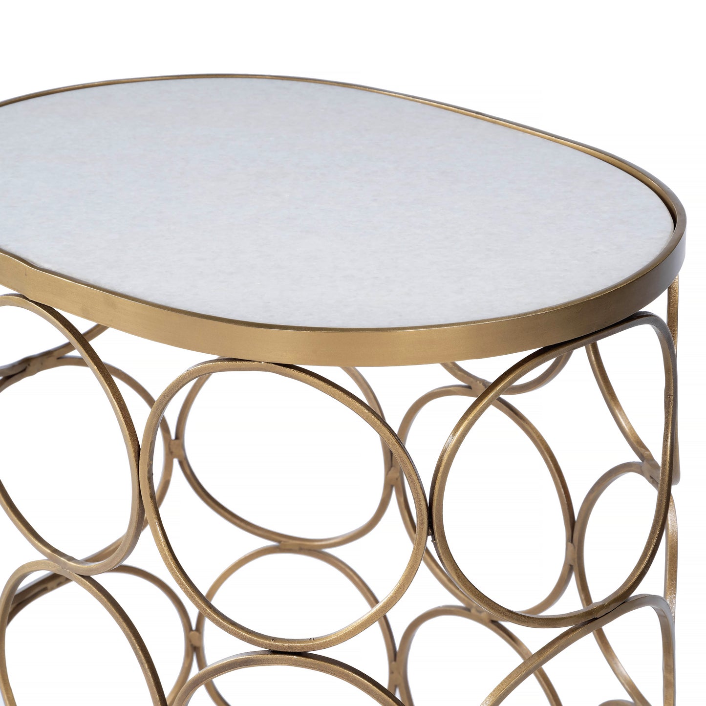 Butler Specialty Company Talulah 20 in. W Oval Marble and Metal Side Table, Gold