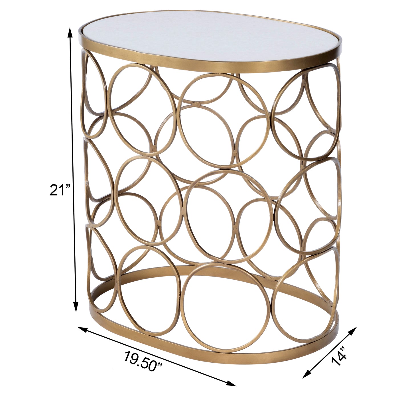 Butler Specialty Company Talulah 20 in. W Oval Marble and Metal Side Table, Gold