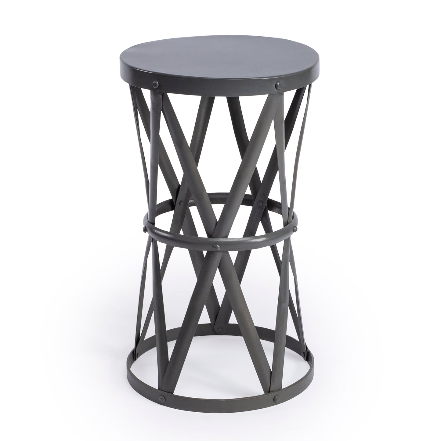 Empire Round Iron 13"W Side Table in Gray  6124330