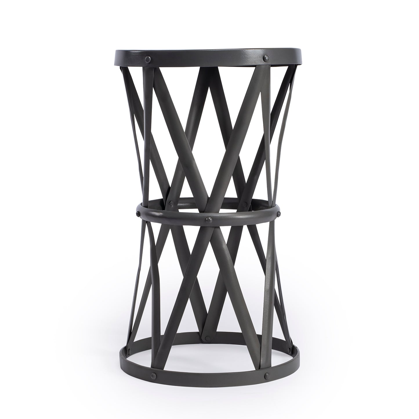 Empire Round Iron 13"W Side Table in Gray  6124330