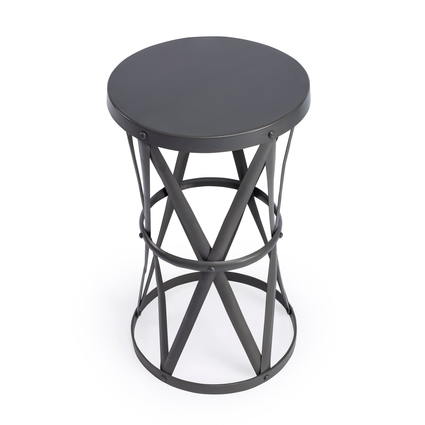 Empire Round Iron 13"W Side Table in Gray  6124330
