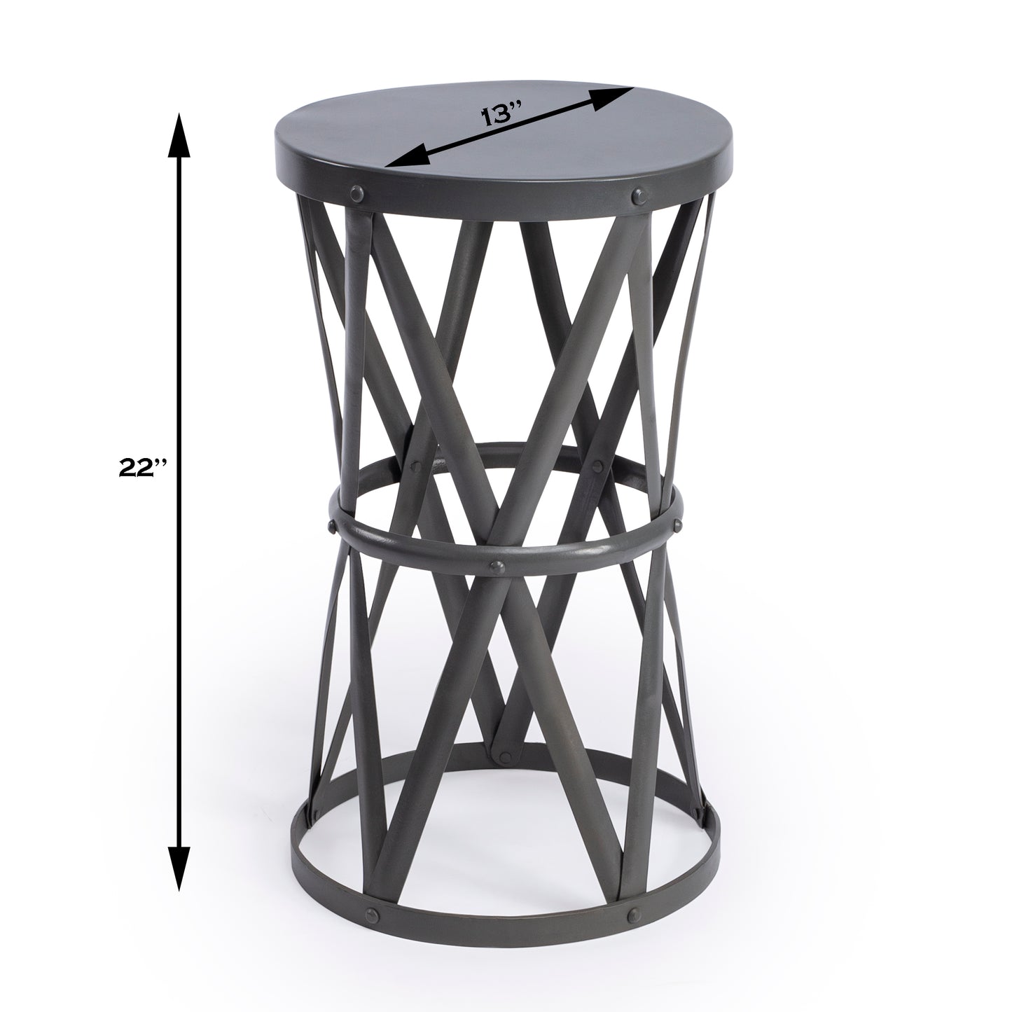 Empire Round Iron 13"W Side Table in Gray  6124330