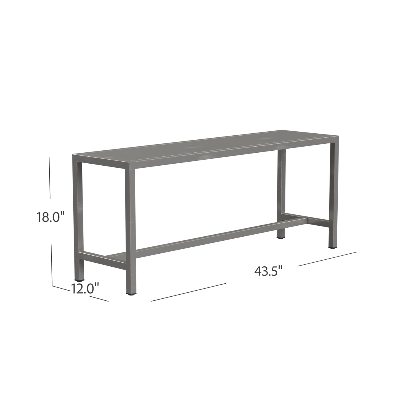 Butler Specialty Company Tribeca 43.5 in. W Rectangular Iron Bench, Silver