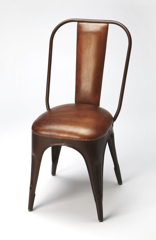 Butler Specialty Company Riggins Iron & Leather Side Chair, Medium Brown